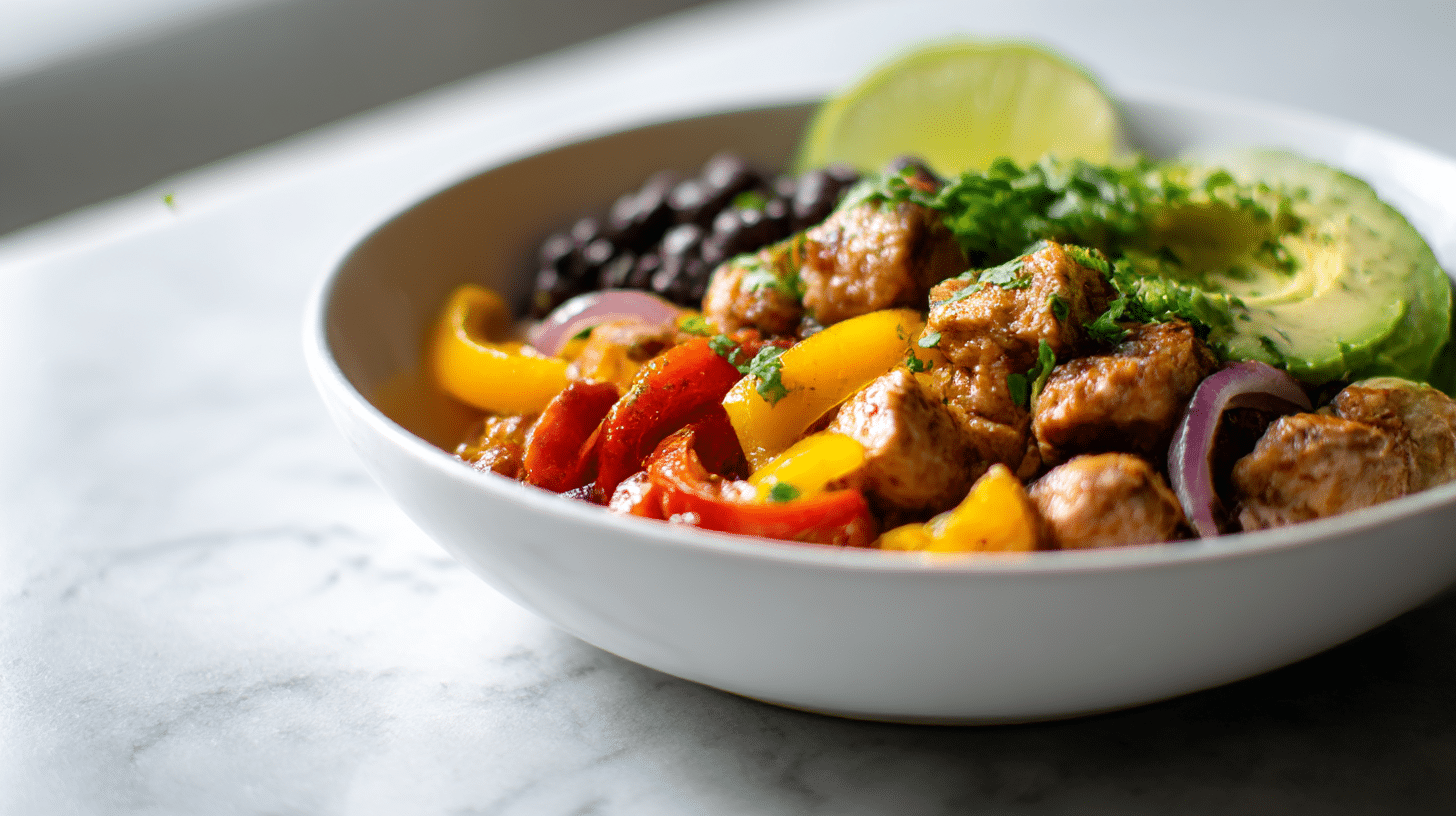 Burrito Bowl Air Fryer mit frischen Zutaten zubereitet