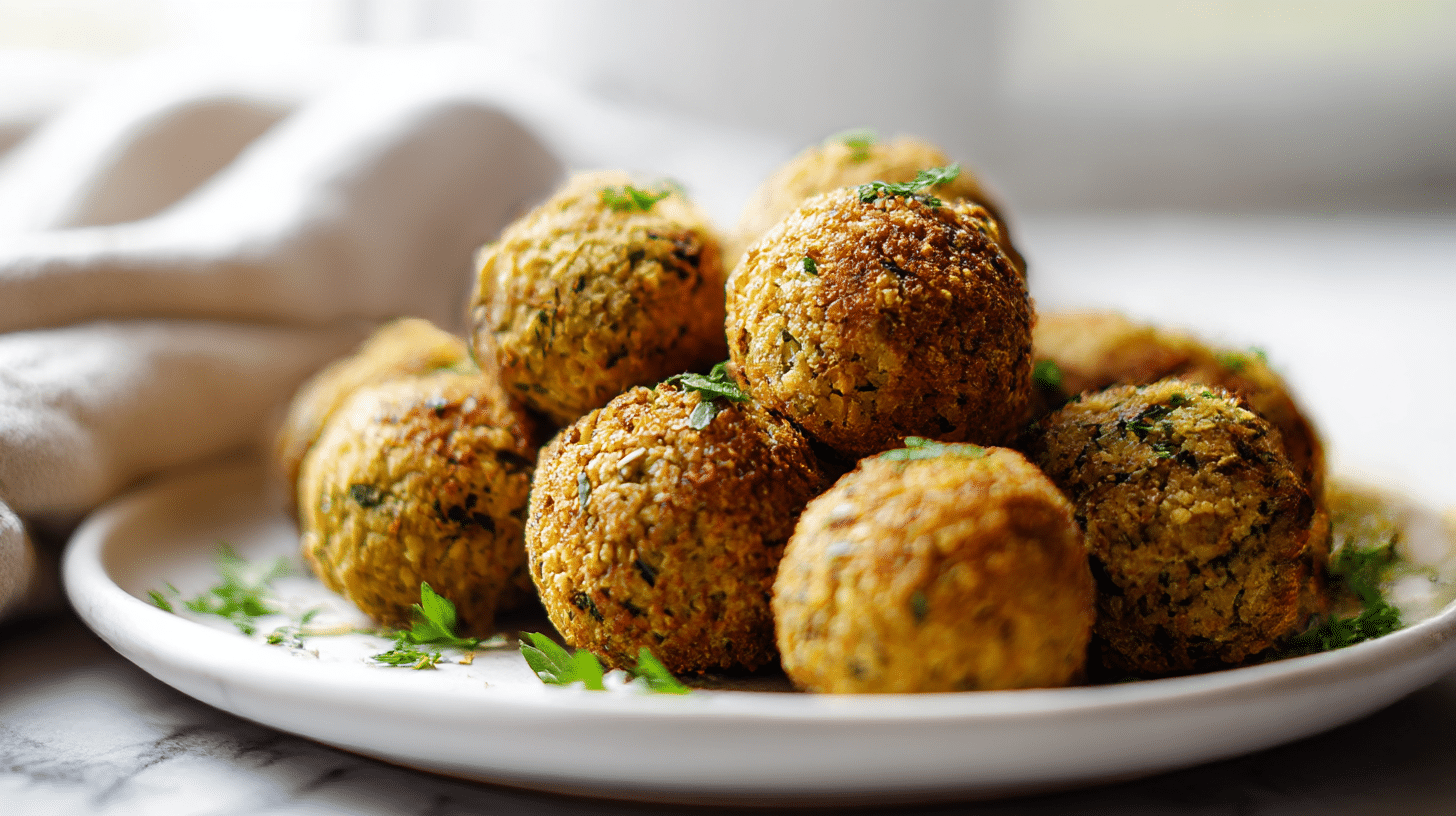 Airfryer Kichererbsen Bällchen Rezept 1 Kichererbsen Bällchen Air Fryer Rezept auf dem Teller