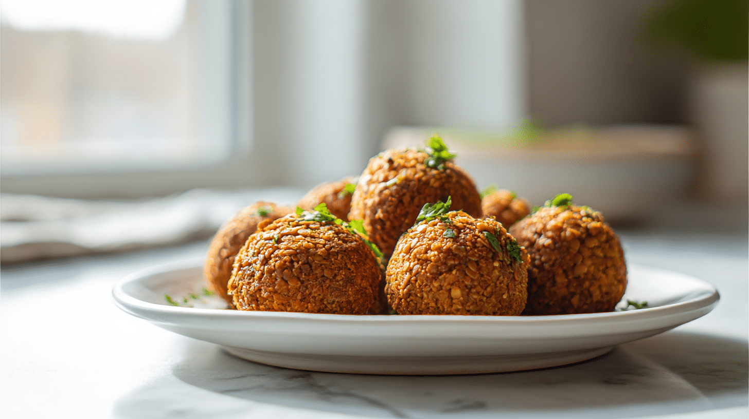 Schnelle linsenbällchen air fryer für einen Snack zum Teilen