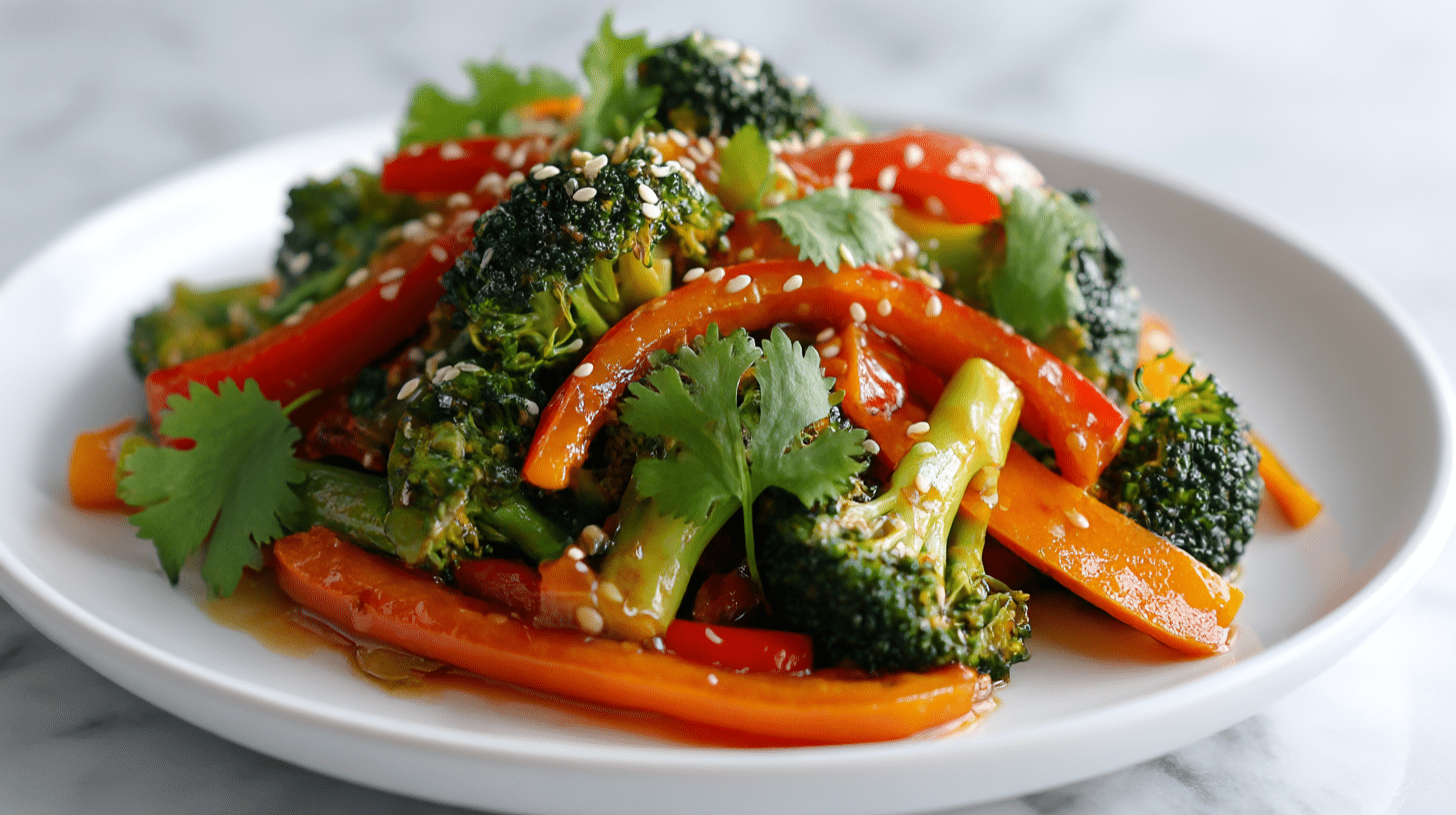 stir fry im air fryer mit buntem Gemüse und Tofu