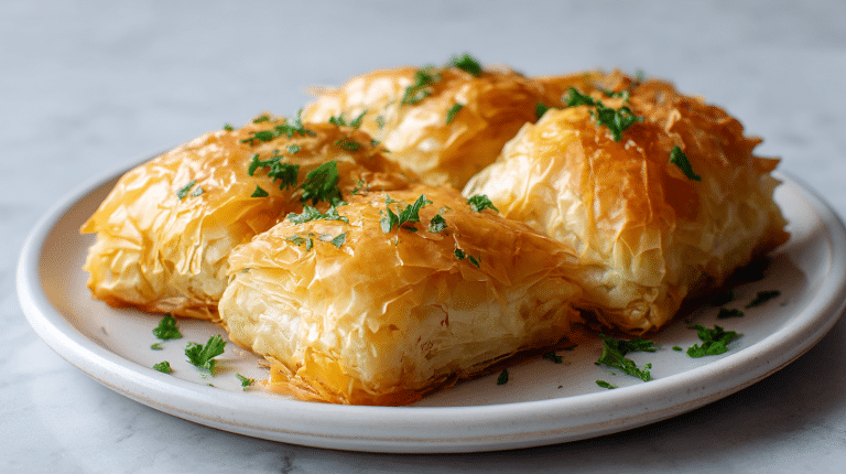 feta im filoteig air fryer auf einem Teller
