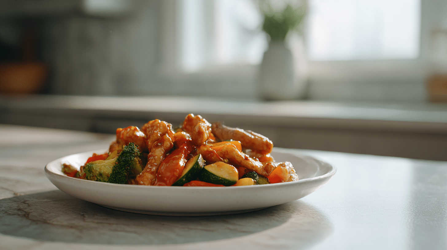 Das geschnetzelte air fryer hähnchen sieht köstlich aus.