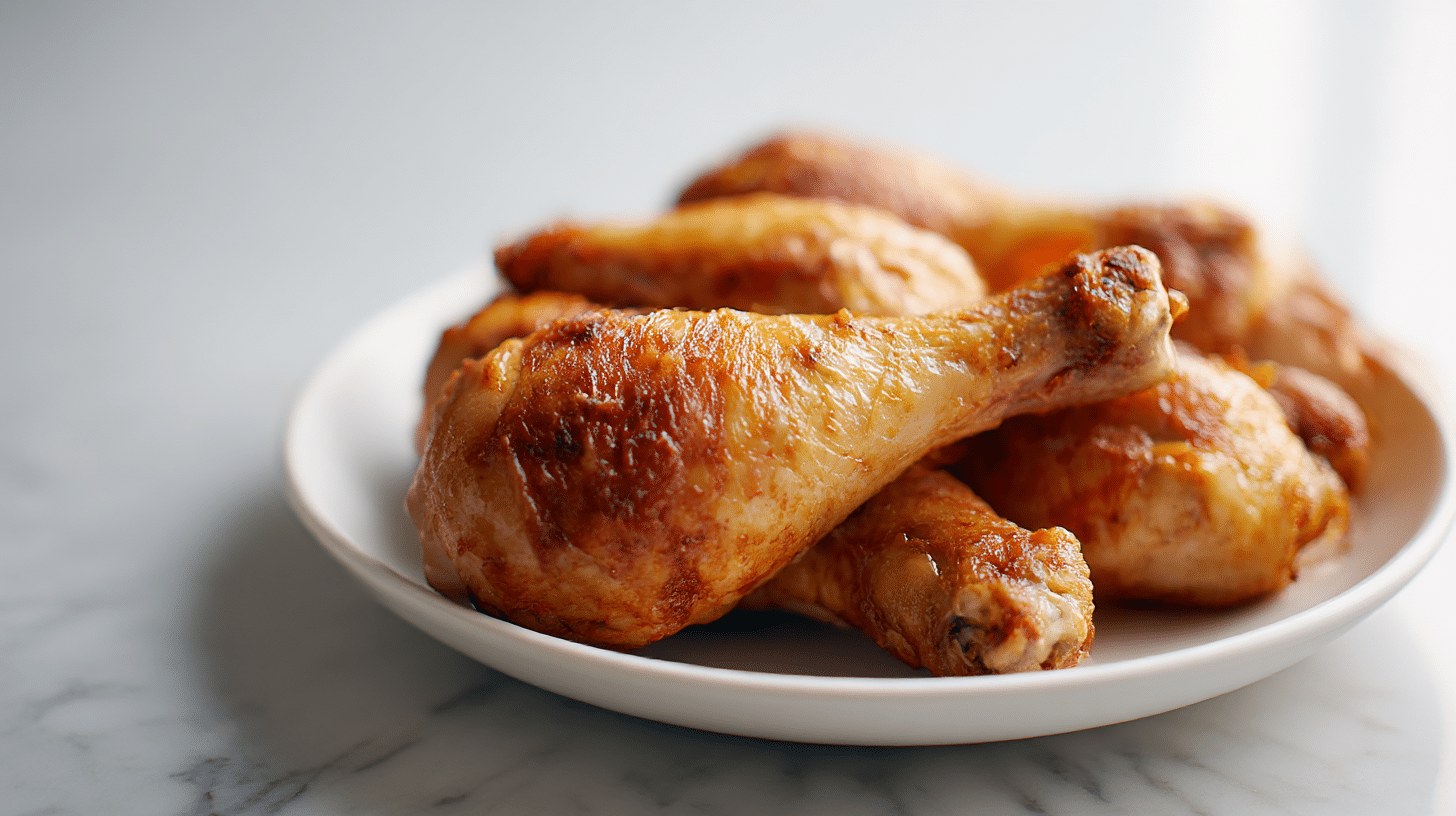 Genussvolle hähnchenkeulen air fryer knusprig im Fokus.